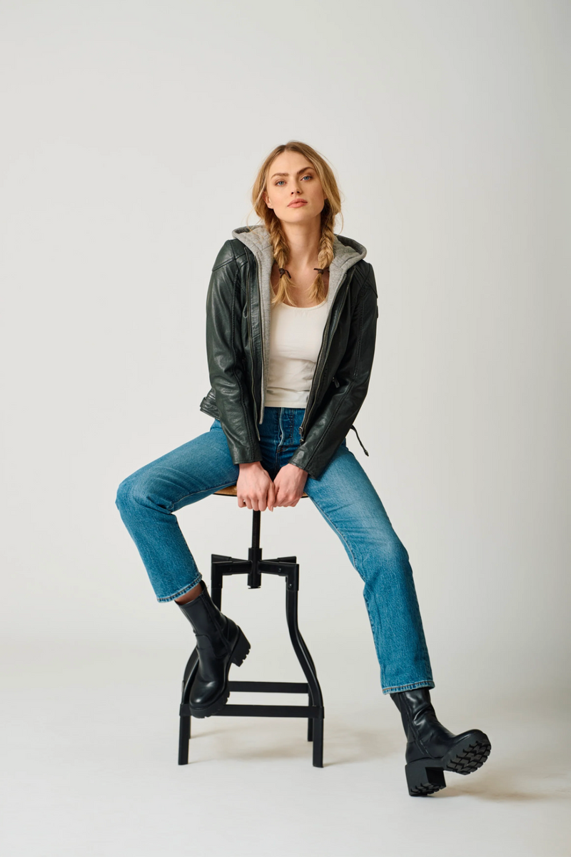 Allice RF Leather Jacket - Dark Forest