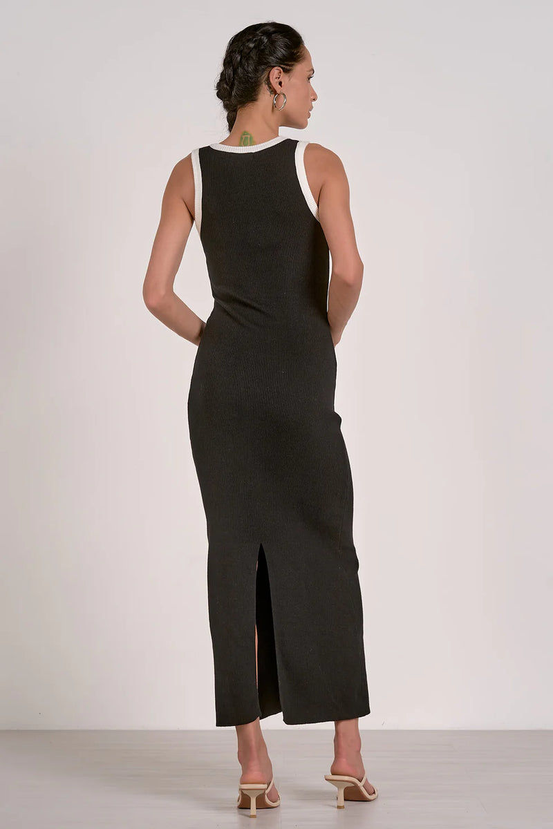 Romi Maxi Dress - Black w/ White