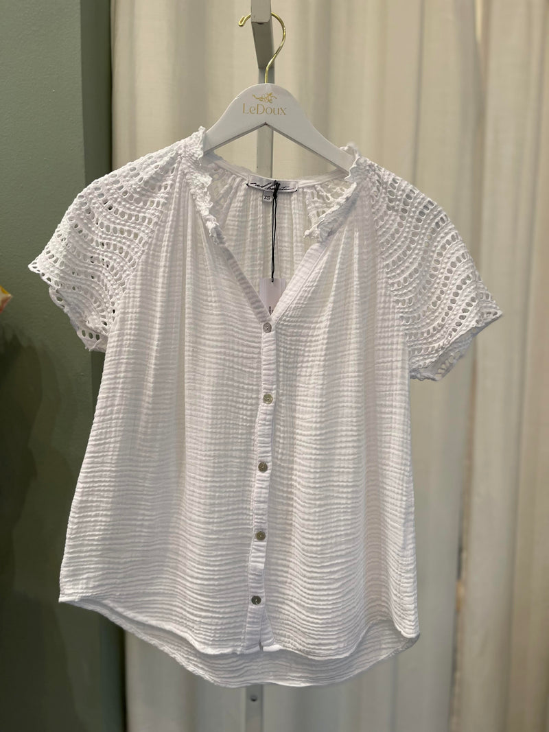 Button Down Tee - White
