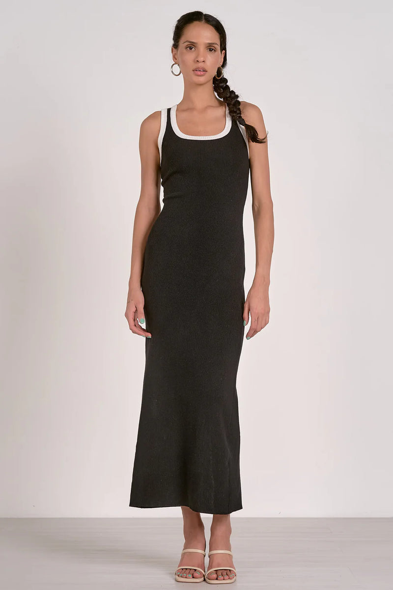 Romi Maxi Dress - Black w/ White