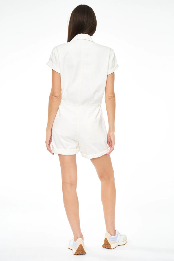 Parker Short Sleeve Romper - Macadamia