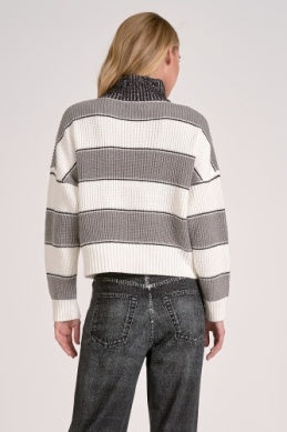 Striped Front Zip Sweater