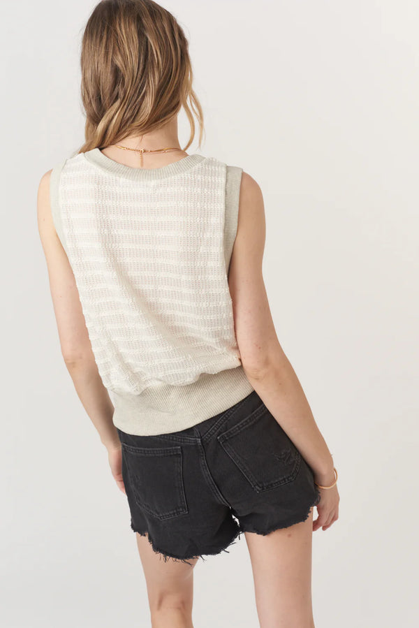 Ingrid Button Front Textured Tank - Oat