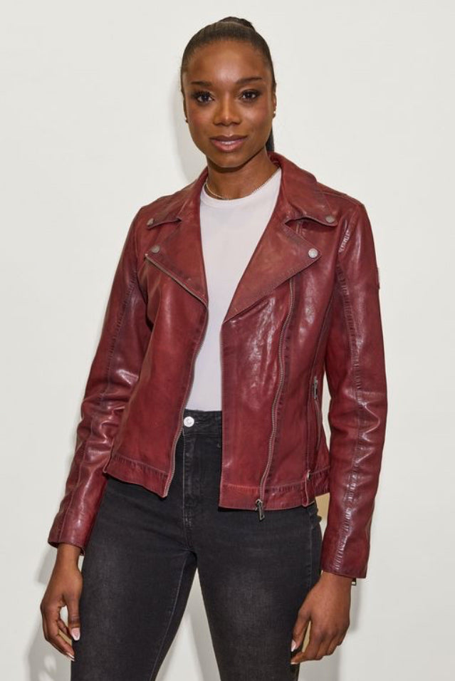 Fayola RF Leather Jacket - Wine