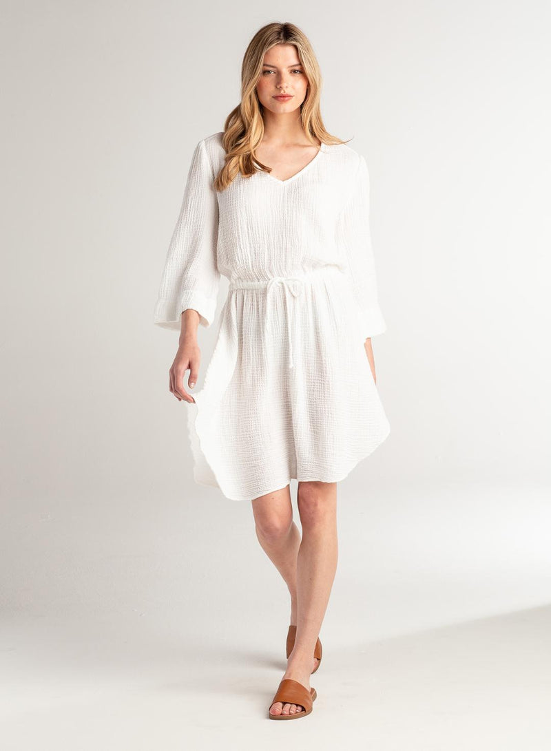 Wide Sleeve Dress - White