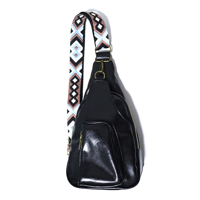 Vegan Leather Chest Bag with Boho Belt - Multi Colors