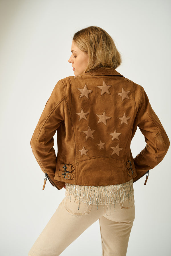 Misty RF Leather Jacket - Cognac