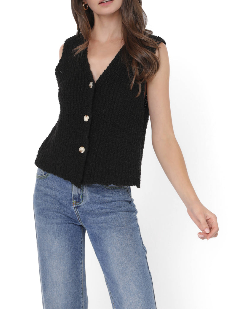 Arlo Cardi Vest w/ Buttons - Black