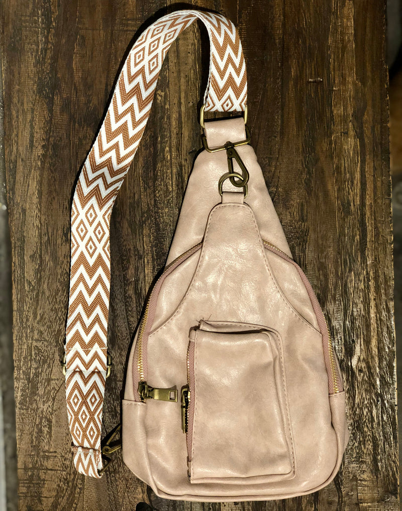 Vegan Leather Chest Bag with Boho Belt - Multi Colors