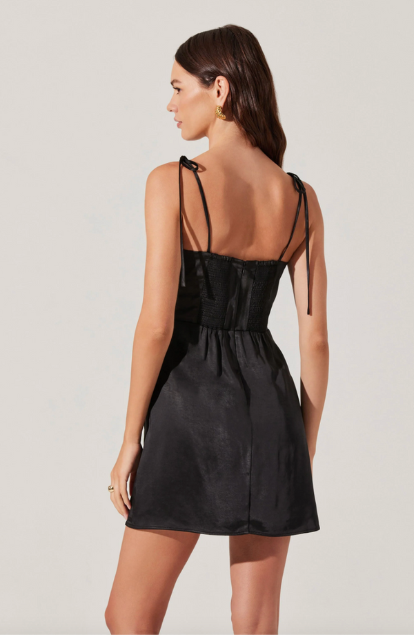 Cerelia 3D Floral Mini Dress - Black