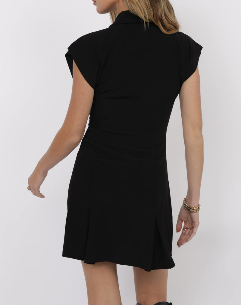Most Wanted Zip Front Mini Dress - Black