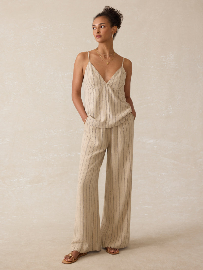 Riviera Linen Pant - Driftwood Stripe