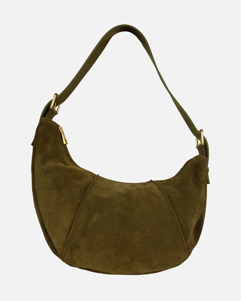 Andela Suede Shoulder Hobo Bag - Olive Suede