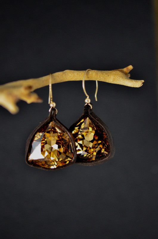 Trilliant Drop Earrings - Cognac