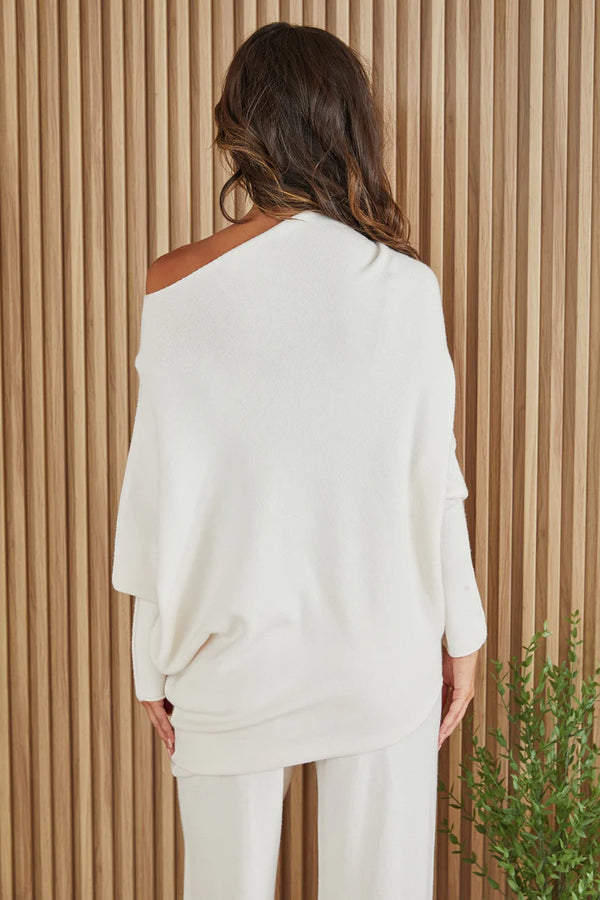 Asymmetrical Sweater - White
