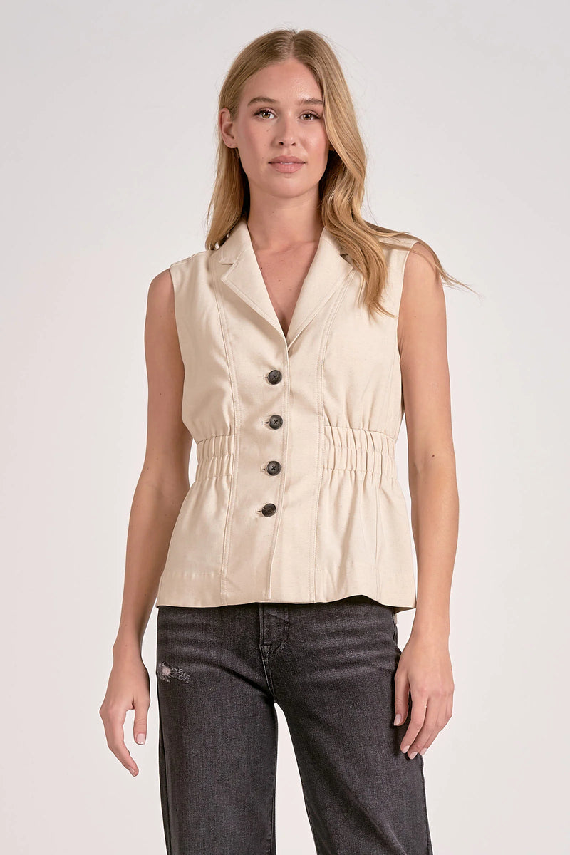 Cinched Waist Vest - Natural