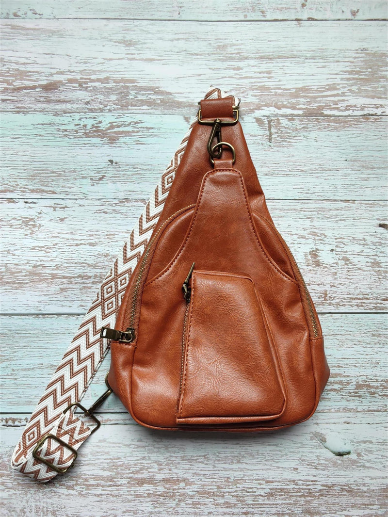 Vegan Leather Chest Bag with Boho Belt - Multi Colors