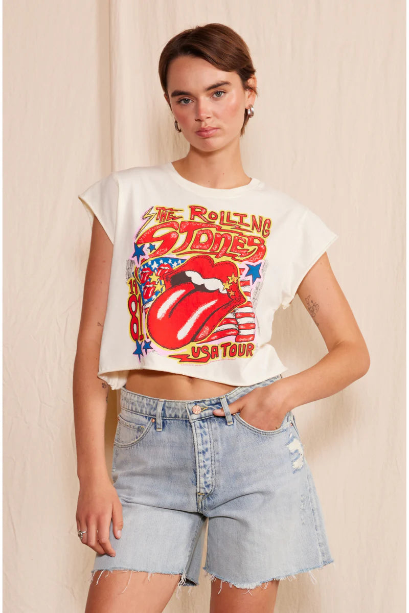 The Rolling Stones '81 Cropped Tee - White