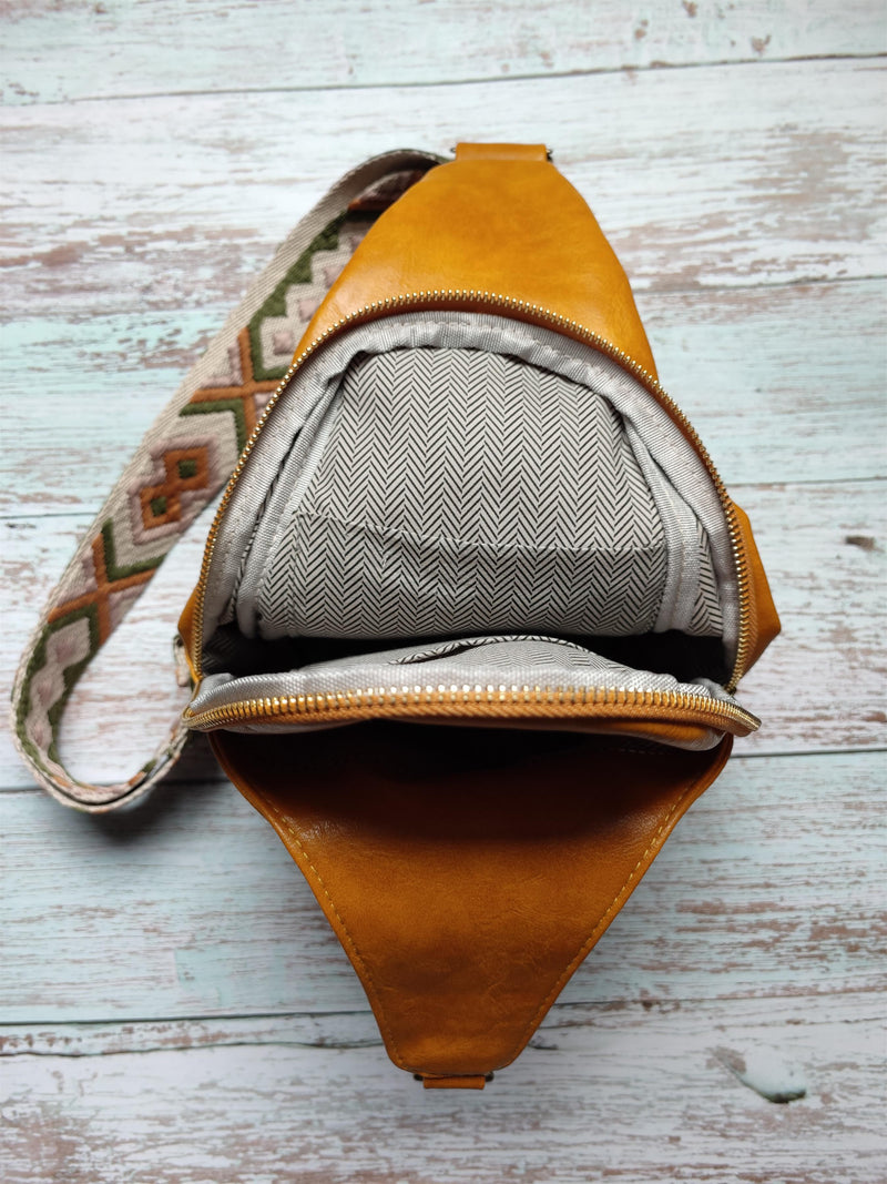Vegan Leather Chest Bag with Boho Belt - Multi Colors