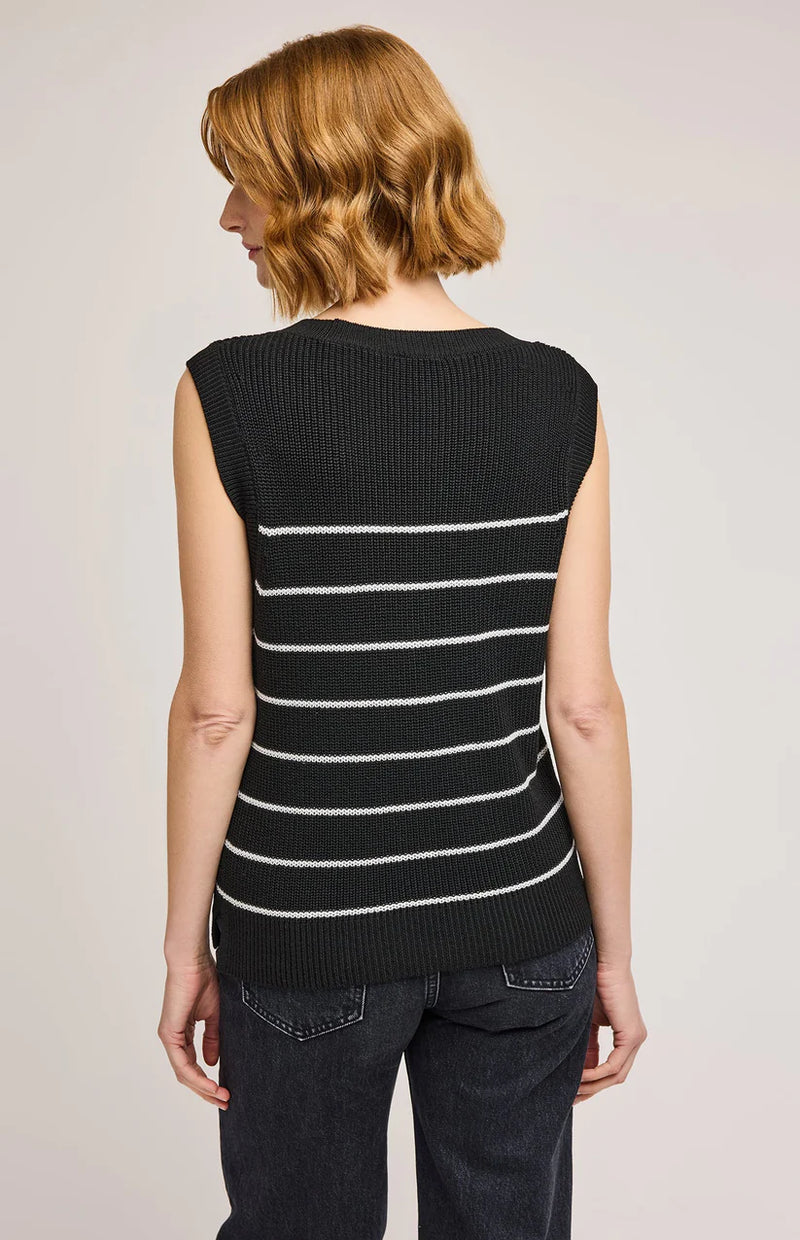 Tanner Knit Vest - Black Stripe