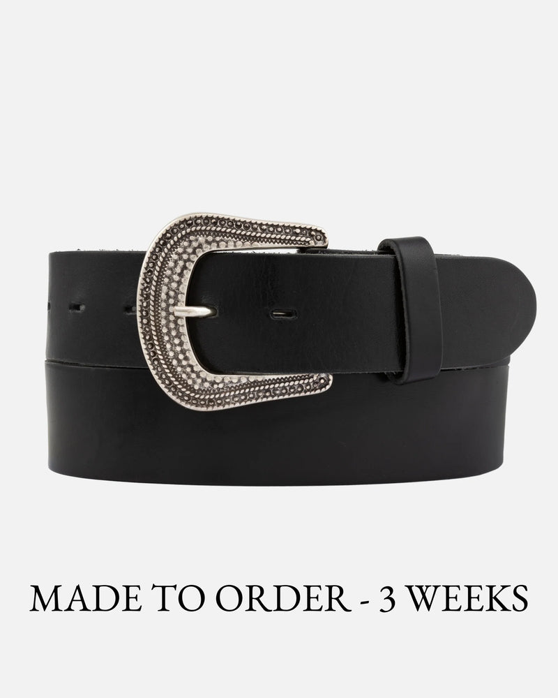 Wen | Western-Inspired Leather Belt - Black