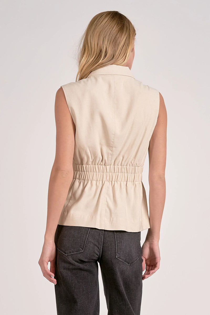 Cinched Waist Vest - Natural