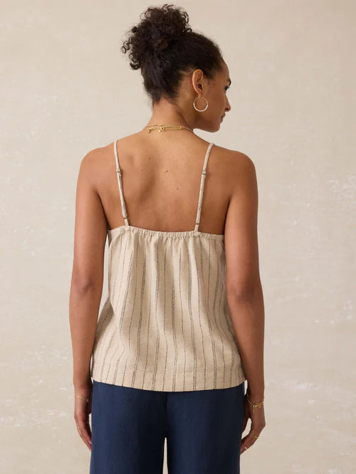 Riviera Linen Tank - Driftwood Stripe