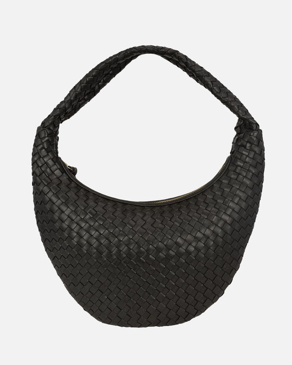 Silva Woven Leather Hobo Bag - Black
