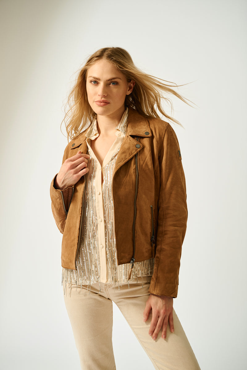 Misty RF Leather Jacket - Cognac