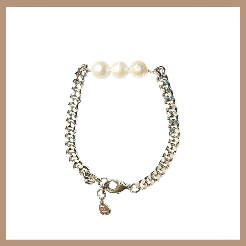 Three Pearl Bracelet - Rhodium
