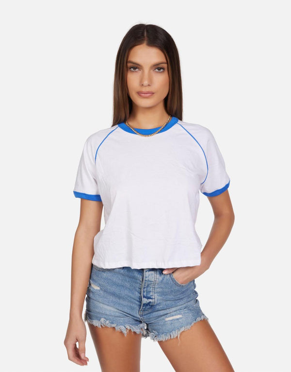 Tristian Crop Raglan Tee w/ Piping