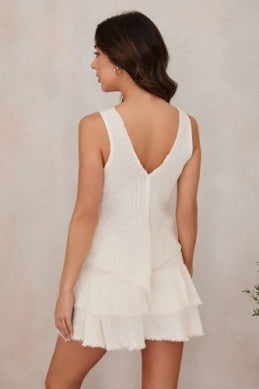 Cotton  Gauze Raw Hem Tank Top - Butter