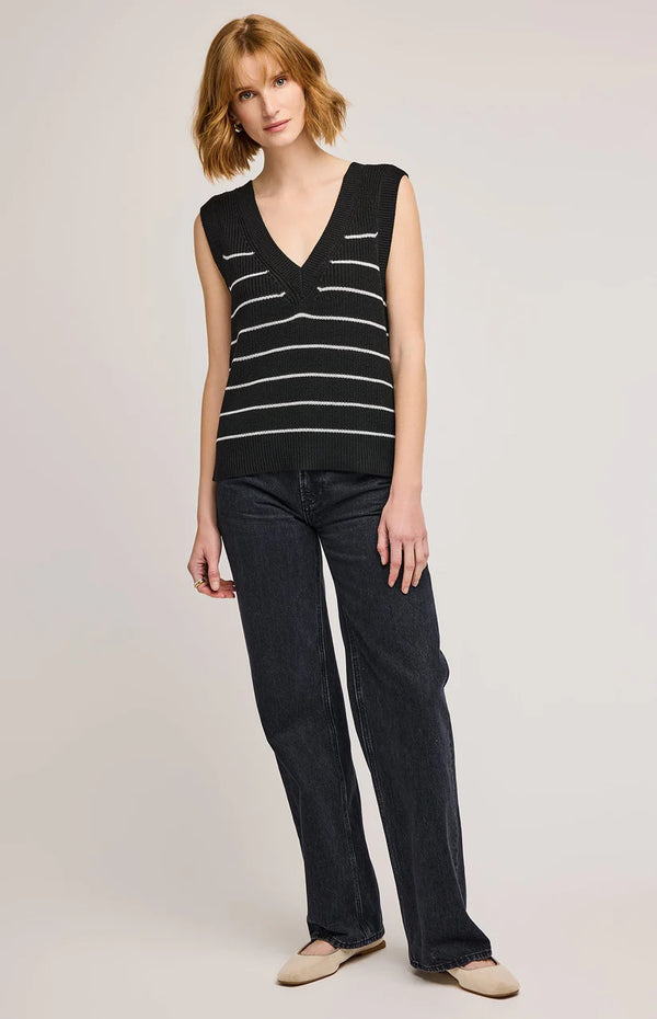 Tanner Knit Vest - Black Stripe