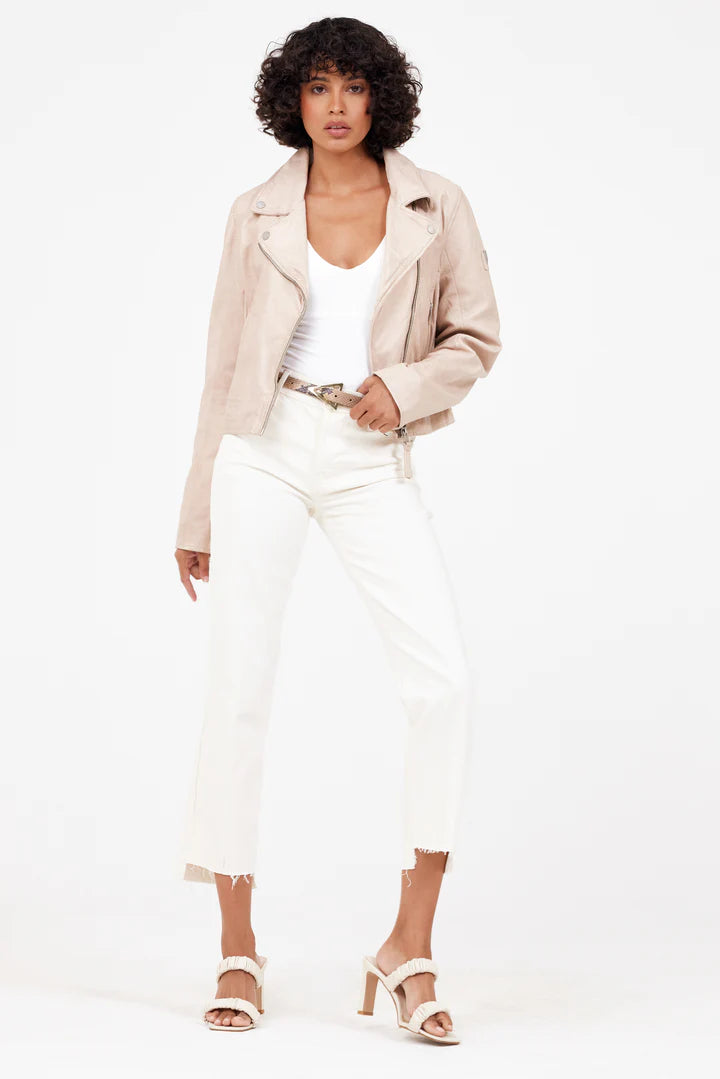 Julene Leather Jacket - Beige