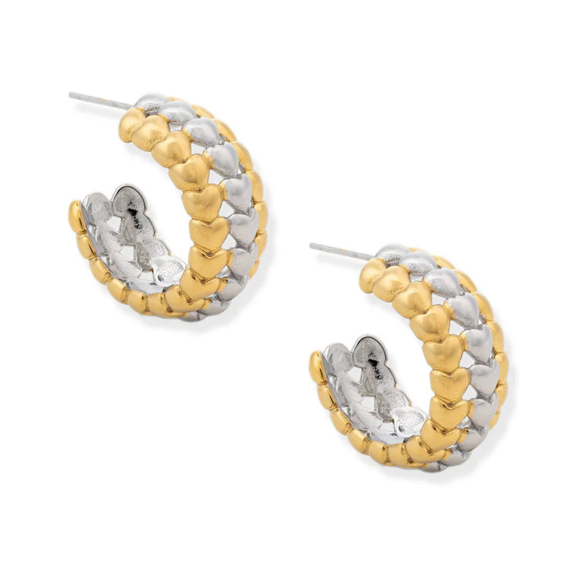 Bubble Hearted Hoops - Two Toned