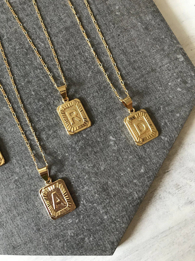 Initial Card Gold Filled Necklace - Multiple Letters
