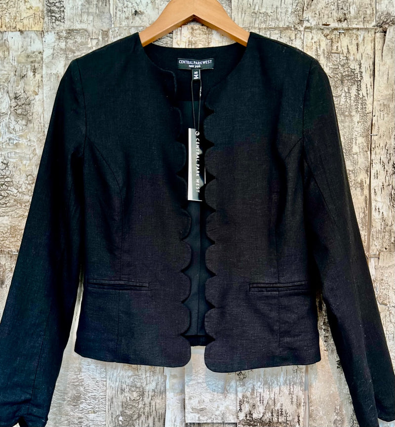 Scalloped Edge Linen Blazer