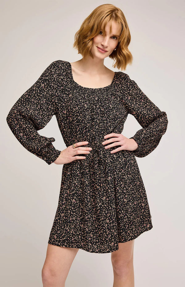 Sutton Floral Mini Dress - Black Wildflower