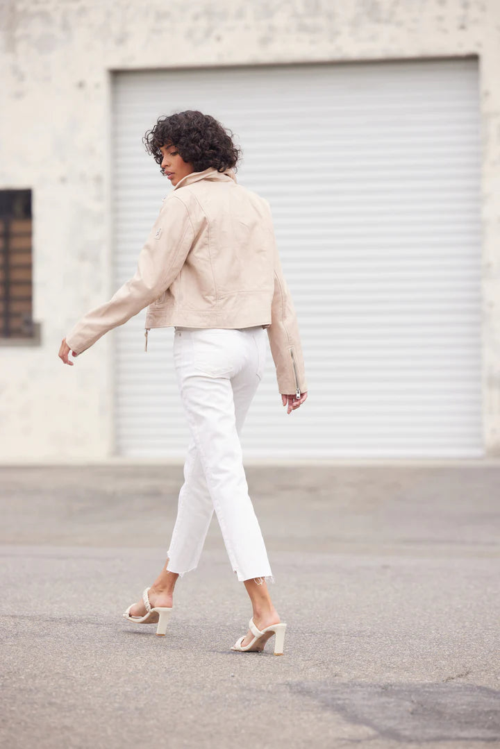 Julene Leather Jacket - Beige