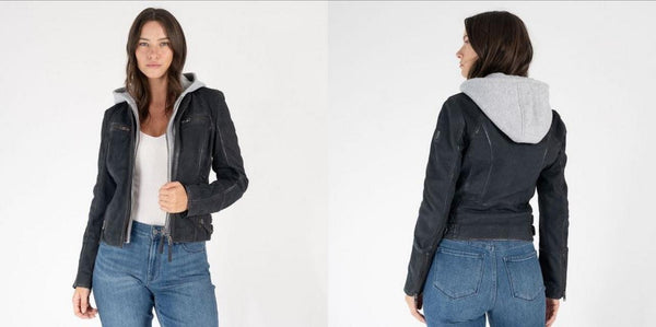 Lisa RF Leather Jacket - Indigo
