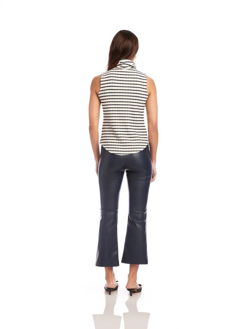 Abbey Turtleneck Tank - Off White w/ Black Stripes