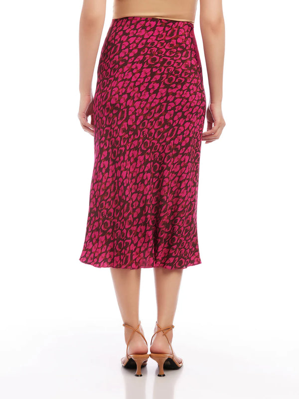 Bias Midi Skirt - Pink Leopard