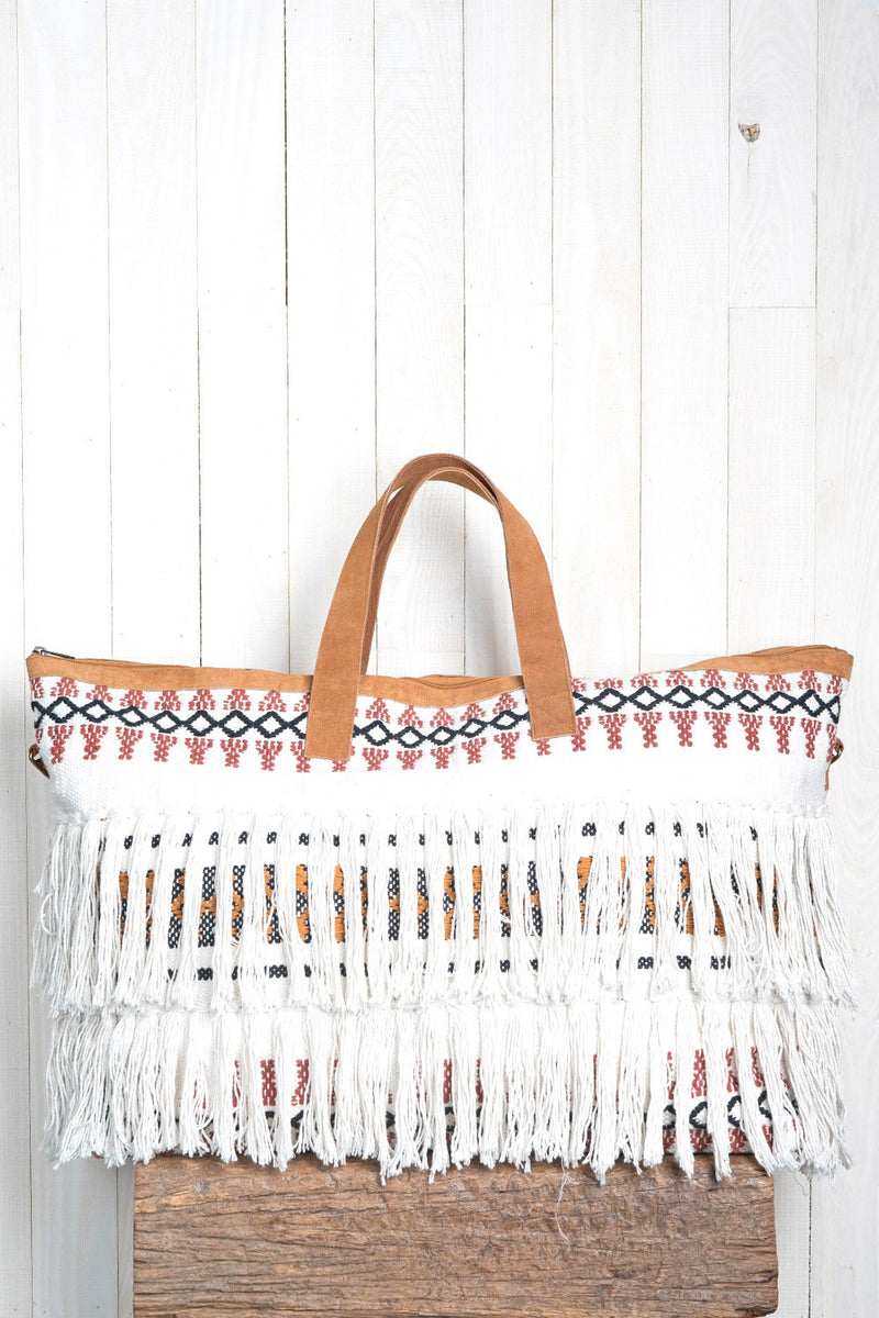Hand Embroidered Stripe Getaway Bag