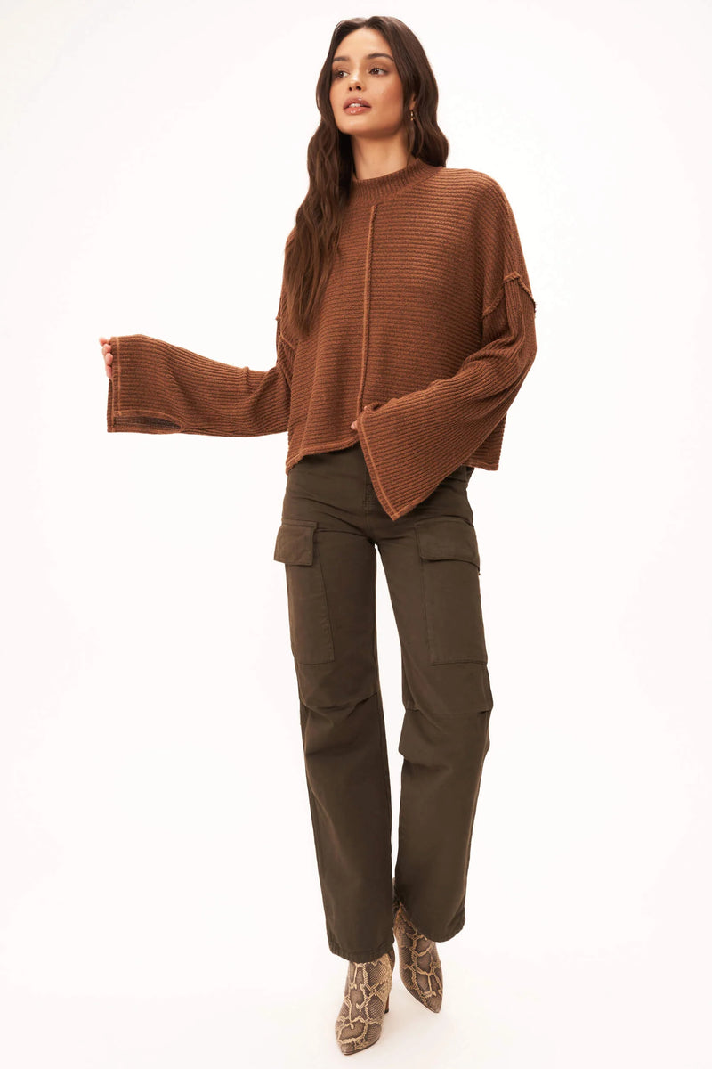 Break It Down Sweater Rib Mock Neck - Caramel