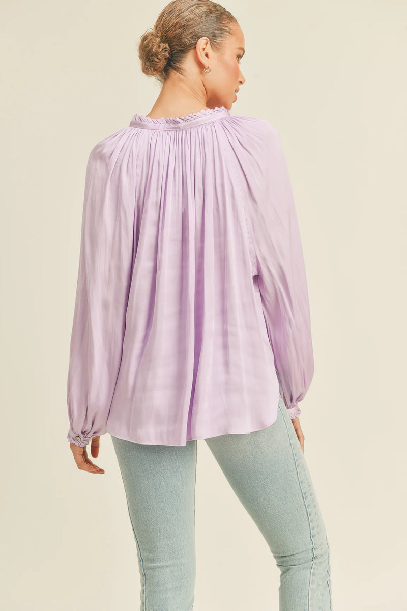 Kendy Ruffle Detail Long Sleeve Top - Lilac