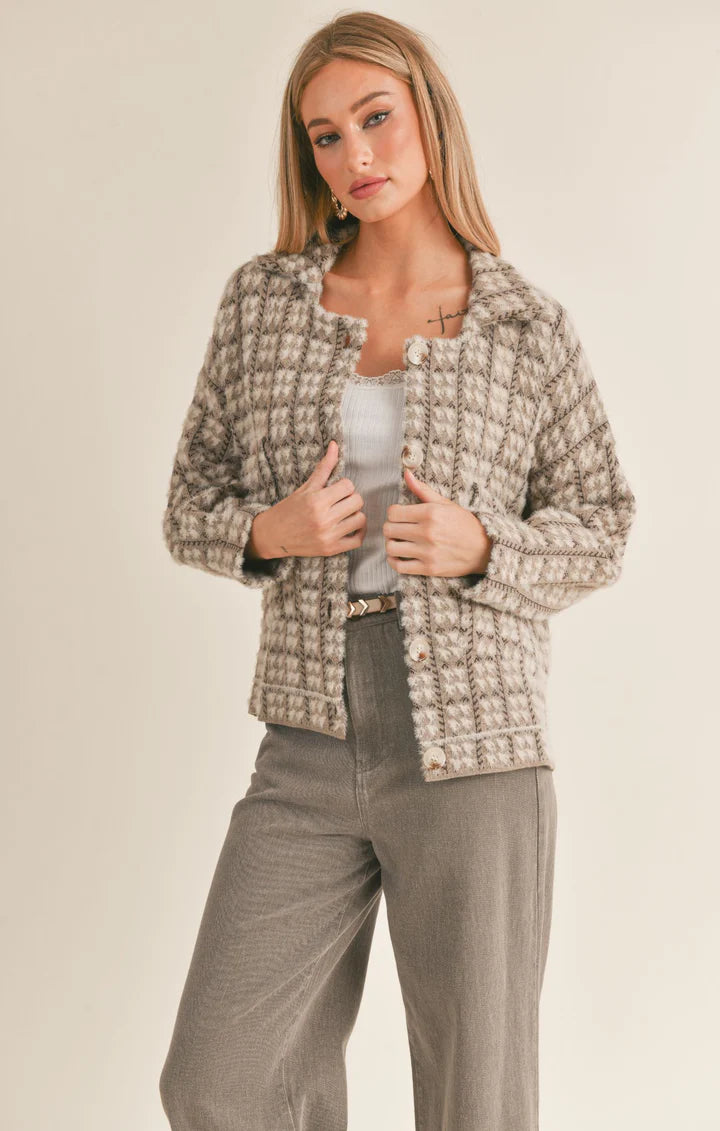 Indira Houndstooth Sweater Jacket