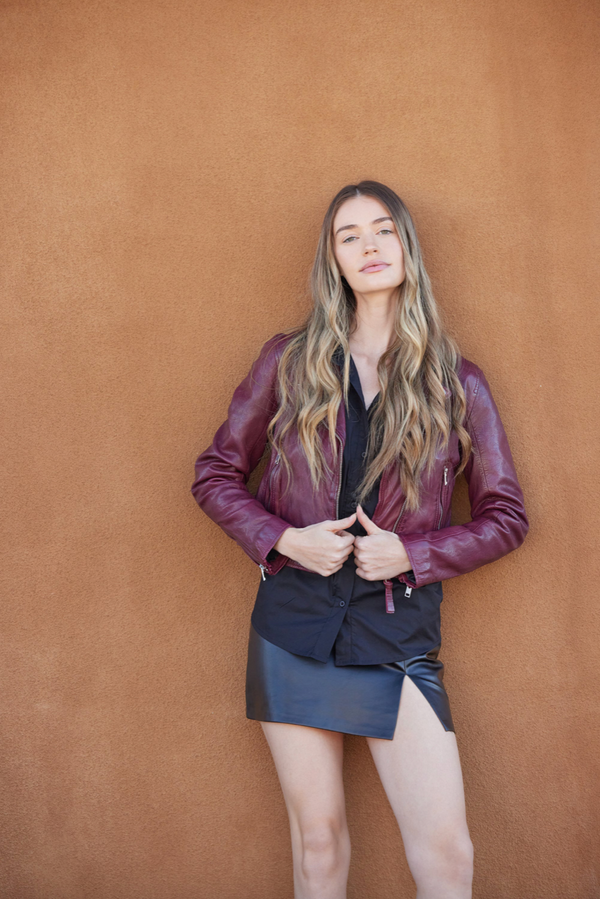 Julene RF Leather Jacket - Wine