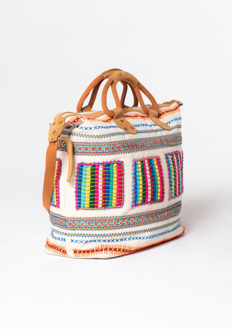 Multi Colored Embroidered Weekender