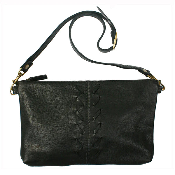 Laced Detail Bag - Black Leather