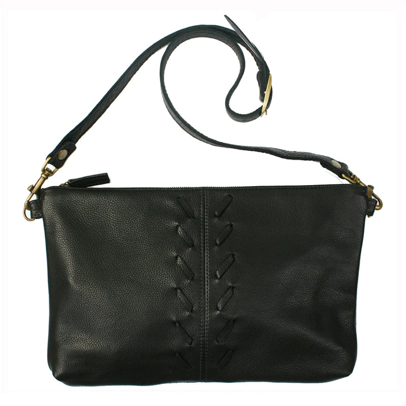 Laced Detail Bag - Black Leather